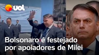 Bolsonaro é recebido com festa por apoiadores de Milei durante posse na Argentina [upl. by Fording264]