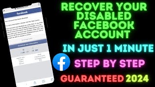 NEW UPDATE How to Recover Disabled Facebook Account 2024  STEPBYSTEP Full Guide [upl. by Stralka]