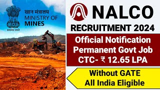 NALCO PSU Recruitment 2024CTC ₹1265LPAPermanent JobNALCO Vacancy 2024National Aluminium Company [upl. by Ernesto]