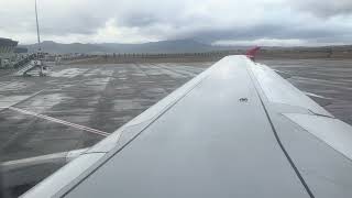 4K Turkish Airlines Airbus A319100 Winter Pushback Taxi and Takeoff in Denizli [upl. by Crescentia]