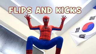 SPIDERWOMAN IN REAL LIFE FLIPS AND KICKS [upl. by Bethel]