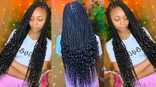 Smedium Knotless Box Braids •Half Curls Half Braids  •Inspired hairstyle  Braidsbytyti [upl. by Mukund]