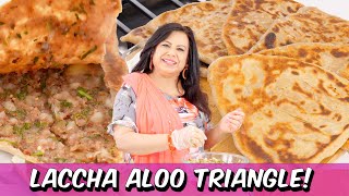 How to Make Perfect Stuffed Potato Laccha Aloo Triangle Parathas Recipe in Urdu Hindi  RKK [upl. by Lebasy]