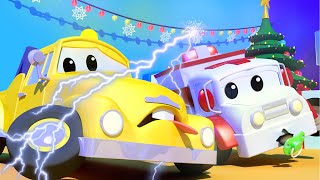 Baby Tom the TOW TRUCK Got SHOCKED With Christmas Lights  Amber the Ambulance in Car City [upl. by Mazur701]