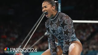 Jordan Chiles SENSATIONAL in Paris Olympic qualification on uneven bars  NBC Sports [upl. by Neeruam214]