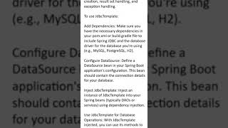 what is jdbctemplate  spring boot jdbc [upl. by Pirri446]