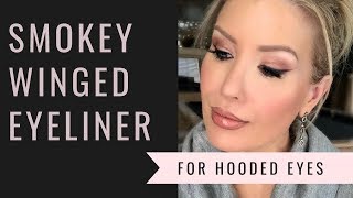 HOW TO SMOKEY WINGED EYELINER FOR HOODED EYES  Makeup For Beginners [upl. by Chaworth]