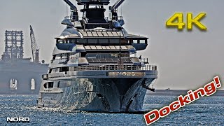 New Mega Yacht quotNordquot Docking 4K 60fps [upl. by Liarret]