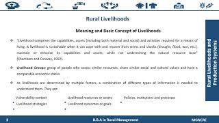 BBA RM  Rural Livelihood  C1  S1  Meaning and Concept of Livelihood [upl. by Jarvis]