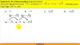 Matura próbna z matematyki 2015 CKE  zad 21  Wyraz ciągu geometrycznego  MatFiz24pl [upl. by Tailor]