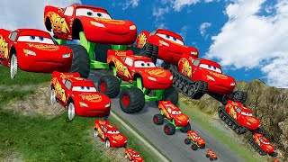 TRANSPORTING PIXAR CARS amp FRUITS WITH COLORED amp JOHN DEERE VS CLAAS VS TRACTORS  BeamNGdrive 983 [upl. by Uos]