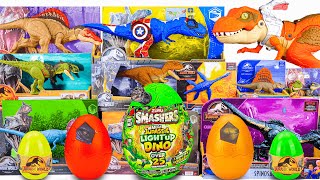 Unboxing Review Jurassic World  Dino Smashers Surprise Spiderman Trex Allosaurus Triceratops ASMR [upl. by Brink]