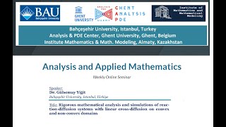 AAM Seminar Rigorous mathematical analysis and simulations of reactiondiffusion systems [upl. by Cheung]