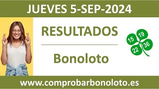 Resultado del sorteo Bonoloto del jueves 5 de septiembre de 2024 [upl. by Ayerdna]