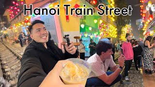 HANOI TRAIN STREET  BUN CHA  COCONUT COFFEE 🇻🇳 [upl. by Gereld]