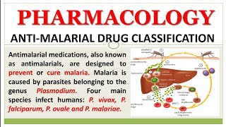 ANTIMALARIAL DRUGS CLASSIFICATION  PHARMACOLOGY  GPAT  NIPER  DI  PHARMACIST [upl. by Sama]