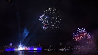 New Year Drone Show and Fireworks in Greenwich [upl. by Adnoral]