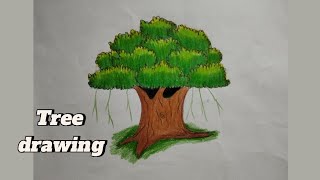 How to draw a tree  easy tree drawing [upl. by Demah481]