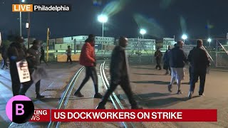 US Dockworkers Strike Shuts East Gulf Coast Ports [upl. by Aropizt]