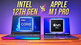 Intel 12th Gen i9 vs Apple M1 Pro  Laptop CPU Comparison [upl. by Luby]