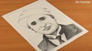 Sir CV Raman National Science day Drawing With Pencil Sketch Step by Step  For Beginners [upl. by Wehner]