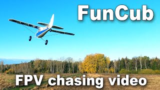 FPV drone chasing FunCub RC plane [upl. by Anneyehc]