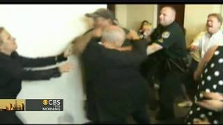 Families in murder case brawl outside courtroom [upl. by Eiluj507]