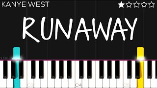 Kanye West  Runaway ft Plusha T  EASY Piano Tutorial [upl. by Anaujd]