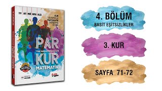 Parkur Matematik  4Bölüm Basit Eşitsizlikler ve Sıralama  3Kur  Sayfa7172  Metin Yayınları [upl. by Adnorrehs]