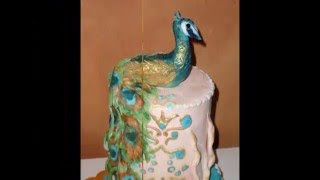 how to make the anniversary cake sugar paste peacock Torta con Pavone [upl. by Lumbye]