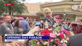 Dolly Parton says hello during opening day parade at Dollywood [upl. by Karlis]