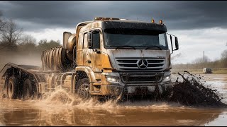 Truck Engine Wash with High Pressure diesel amp water  Deep cleaning of muddy Mercedes Benz truck [upl. by Tnahs127]