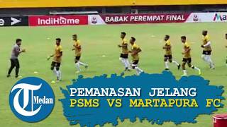 PSMS VS Martapura FC Skuad Ayam Kinantan Jalani Pemanasan di Stadion Gelora Sriwijaya [upl. by Atteuqihc]