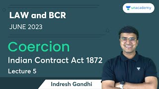 Coercion  Part 1  Unit 3  Lecture 5  Indian Contract Act 1872  Indresh Gandhi [upl. by Terena562]