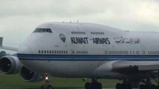 Kuwait B747 at Manchester Airport [upl. by Gonnella998]