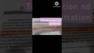 transpiration nd guttationbiology class 12th 10th neet tgt pgt biology [upl. by Eeclehc]