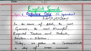 BEST ENGLISH SPEECH ON 6 SEPTEMBER  YOUM E DIFA SPEECH  DEFENSE DAY URDU SPEECH [upl. by Ailenroc922]