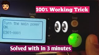 Canon Xerox problem  solved in 3 minute  Turn the main power ON E3010001 [upl. by Ardolino]