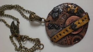 tuto collier pendentif steampunk en fimo [upl. by Ilanos520]