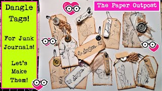 DANGLE TAGS for Junk journals Step by Step Tutorial Pretty amp Easy to Make The Paper Outpost [upl. by Leasa180]