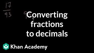 Converting fractions to decimals  Decimals  PreAlgebra  Khan Academy [upl. by Henrie]