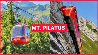 Mount Pilatus SwitzerlandCable Car and Cogwheel Train Ride [upl. by Enomis]