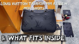 LOUIS VUITTON TRIANON PM REVIEW MOD SHOTS amp WHAT FITS INSIDE [upl. by Laughry]