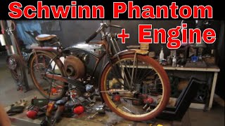 Junked antique Schwinn Phantom bike gets engine pt 2 [upl. by Dnaltiak]