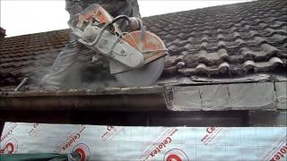 Cutting Concrete Gutters Off With a Stihl Saw [upl. by Ssitnerp772]