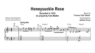 Honeysuckle Rose  By Fats Waller  Piano transcription [upl. by Sanfo]