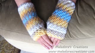 Crochet Fingerless Gloves Pattern  Brick Stitch Finger less Gloves  Crochet Tutorial [upl. by Einatsed845]