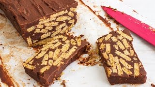 No Bake Chocolate Biscuit Cake Recipe  HappyFoods [upl. by Berry]