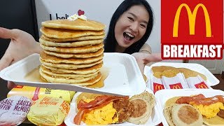 MCDONALDS BREAKFAST FEAST Big Breakfast Hotcakes Sausage amp Egg McMuffins  Mukbang Eating Show [upl. by Eilrahs]