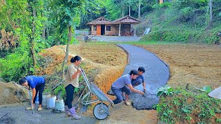 Completion process of new resettlement site Mr DAUs family came to help build concrete roads [upl. by Bertolde15]